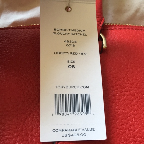 NWT Tory Burch Bombe T Medium Slouchy Satchel Red - Picture 4 of 8